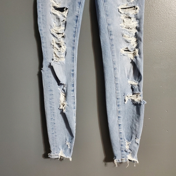 AEO American Eagle Outfitter Curvy Distressed Jeggings Light Wash Dream Jean - Picture 3 of 7